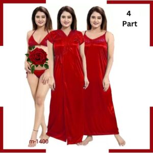 4 পার্ট নাইটয়ার সেট (Red)