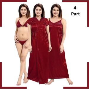 4 পার্ট নাইটয়ার সেট (Maroon)